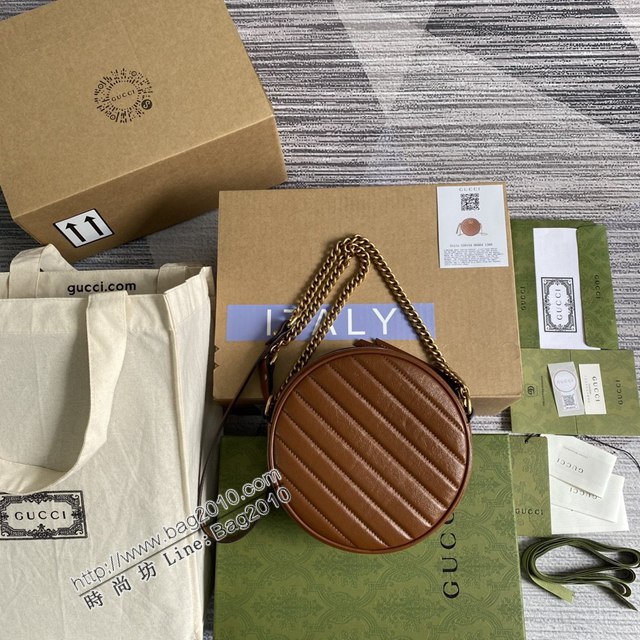 Gucci新款包包 古馳GG Marmont圓形小挎包 Gucci鏈條包圓餅包 550154  ydg3166